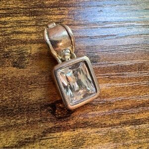 Sterling Silver 925 Clear Quartz Bezel Set Solitaire‎ Pendant